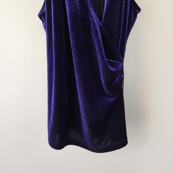 Elie Tahari Top Womens M Navy Velour Blouse Jaye Knit Evening Holiday Designer - Picture 3 of 16